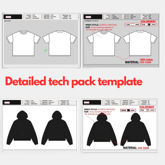 TECH PACK TEMPLATE HOODIE AND TEE